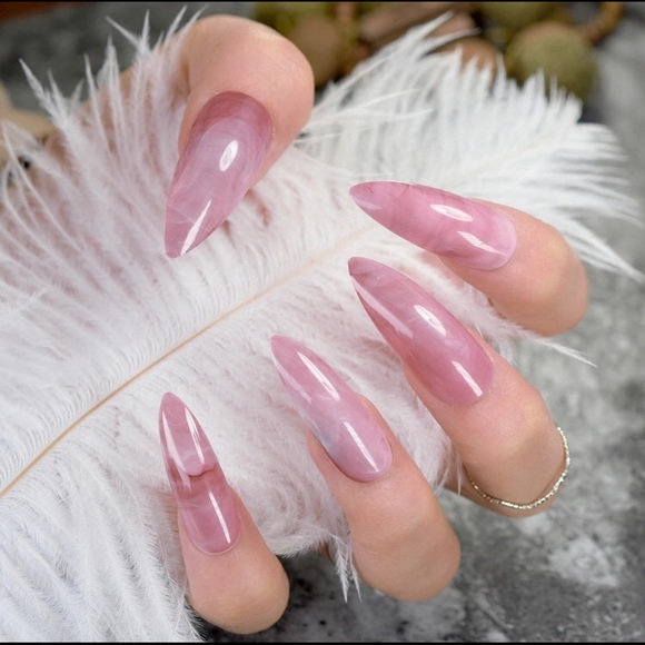 Pink Marble Stiletto Press,On Nails Boutique